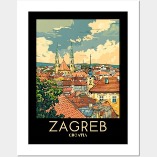 A Pop Art Travel Print of Zagreb - Croatia Posters and Art